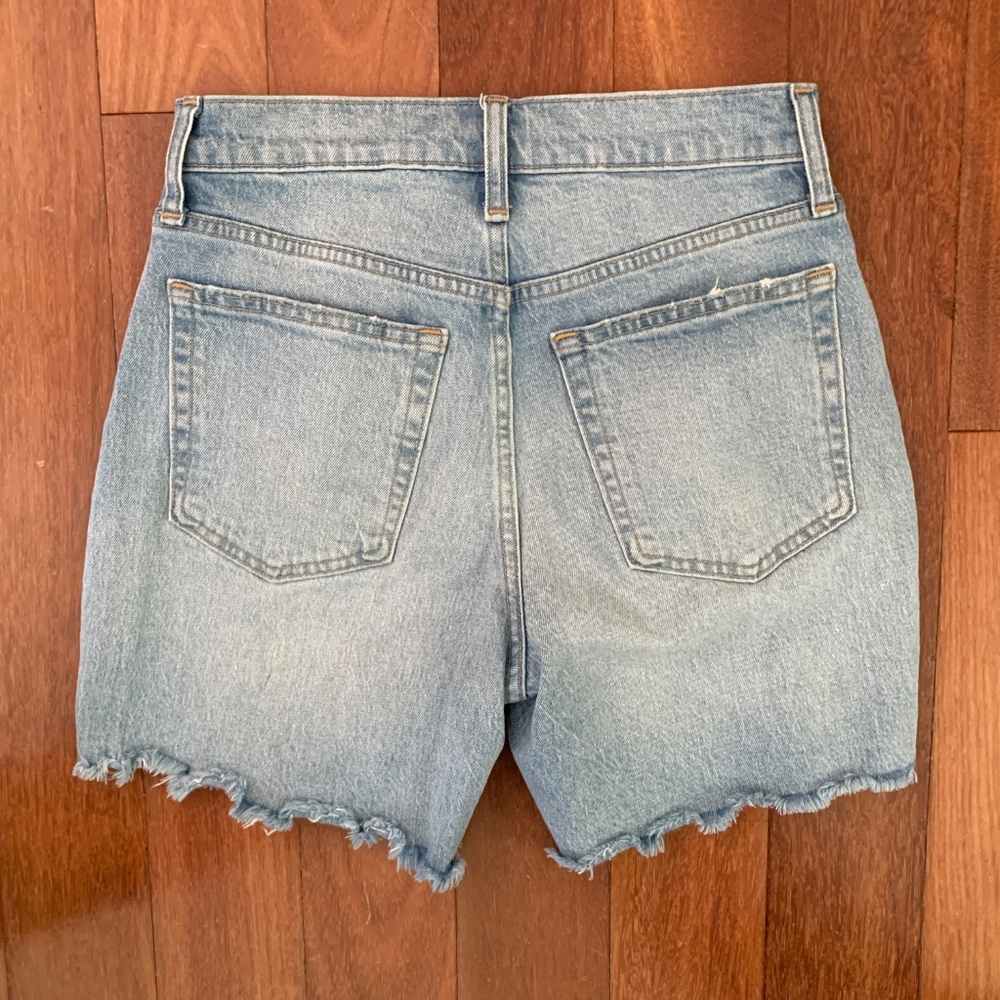 Gap Cheeky Midi Short High Rise Denim Jean Distressed 25 0 - Picture 4 of 5